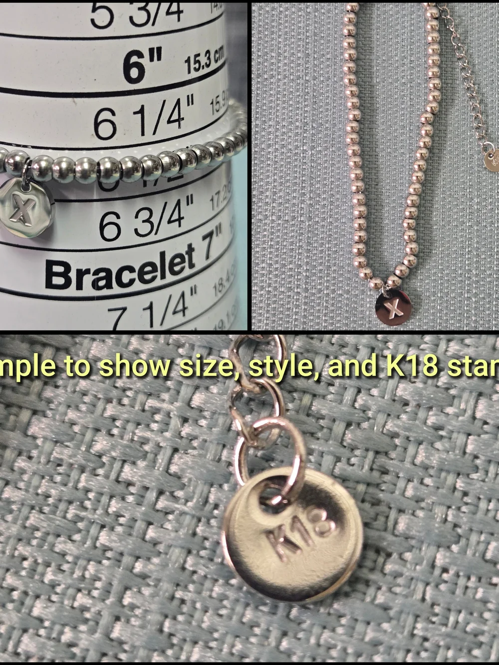 Silver Beaded Initial 'P' Necklace - 18k Gold Plated